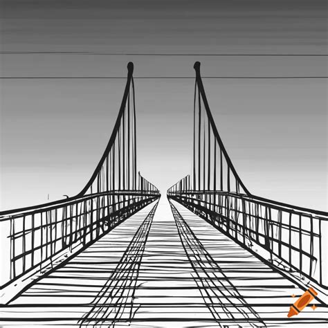 Black And White Line Drawing Of A Symmetrical Bridge