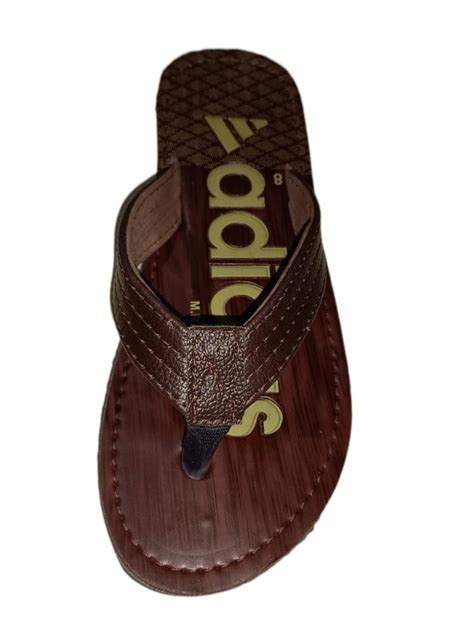 Brown Printed 9 Number Men Casual Slipper Polyurethane And Rubber At