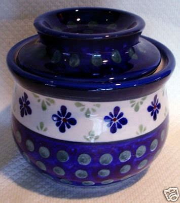 Polish Pottery Butter Bell Butterbell 297 Green Blue | #47175012