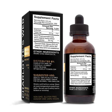 Charlottes Web Original Formula Cbd Oil 50mg Olive Oil Natural Full