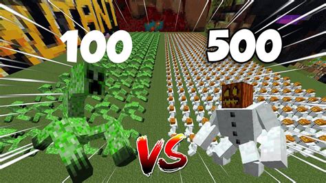 100 Mutant Creepers Vs 500 Mutant Snow Golems Youtube