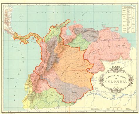 Map of Gran Colombia 1824 and Disputed Territories