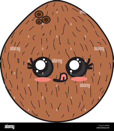 Kawaii Cute Funny Coconut Fruit Stock Vector Image Art Alamy