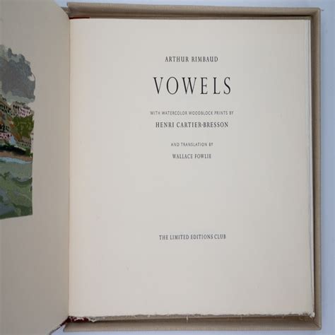 Vowels By Rimbaud Arthur Hardcover 1996 Signed By Author S Rare