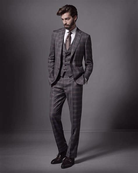 22 Checked Grey Three Piece Brioni Suit Stylemann