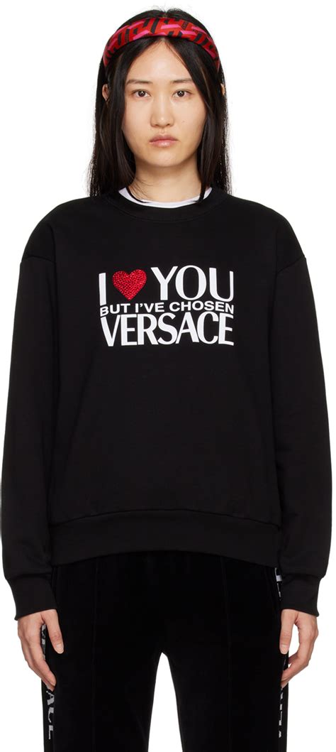 Pull molletonné I Love You noir Versace en solde