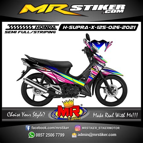 Stiker Motor Decal Honda Supra X Colorful Gradation Split Line