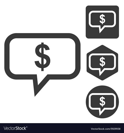 Dollar Message Icon Set Monochrome Royalty Free Vector Image