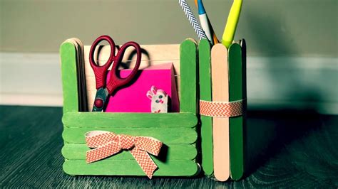 Diy Popsicle Stick Pencil Holder Manualidades Porta L Pices Con Pali