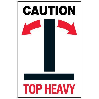 Caution Top Heavy Package Handling Label Emedco