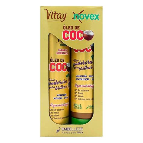 Kit Vitay Novex Óleo De Coco Shampoo Condicionador 300ml Pense Farma