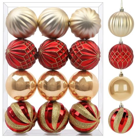 Shareconn 12ct 315 Inch Shatterproof Plastic Christmas Tree Balls