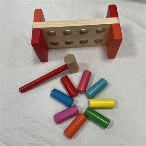 Wooden Pound Peg Toy With Hammer Etsy