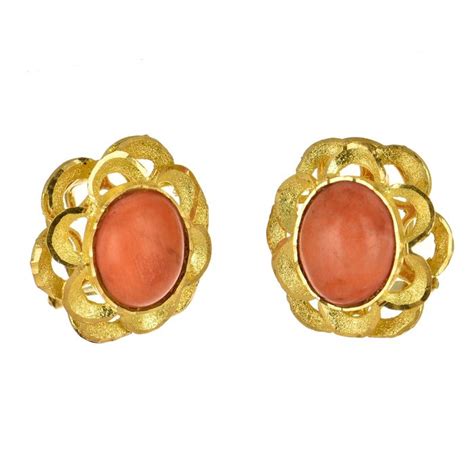 18 Kt Gold Earrings Coral Catawiki