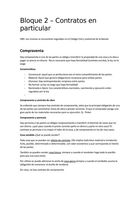 Bloque 2 Resumen De Contratos Bloque 2 Contratos En Particular