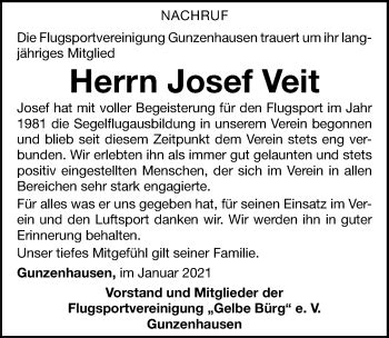 Traueranzeigen Von Josef Veit Trauer Nn De