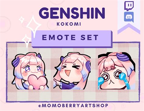 Kokomi Genshin Impact Emote Set For Twitch Discord Streaming Etsy