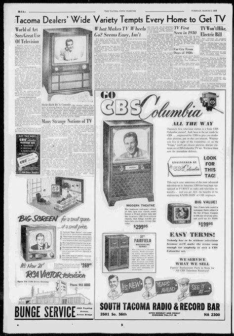 Channel 11 Goes On The Air Tacoma News Tribune March 4 1953 KTNT