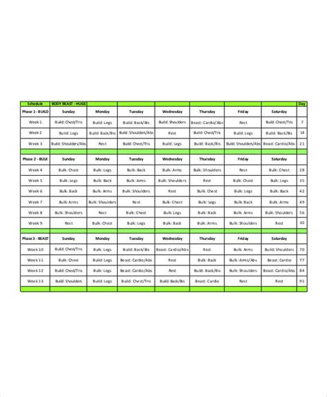 FREE 7+ Beast Workout Sheet Samples in MS Word | PDF