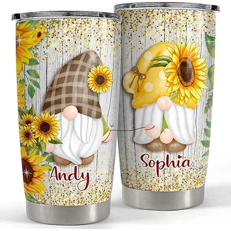 Amazon Sandjest Personalized Couple Tumbler Gnomes Sunflower Oz