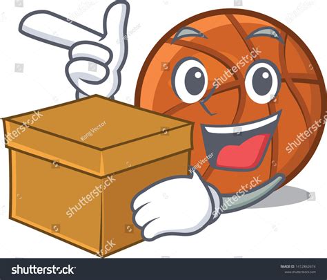 Box Basket Ball Above Cartoon Table Stock Vector Royalty Free