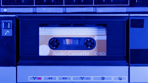 Retro Radio Tape Recorder Audio Cassette Close Up Listening To Music Old Radio Boombox Player