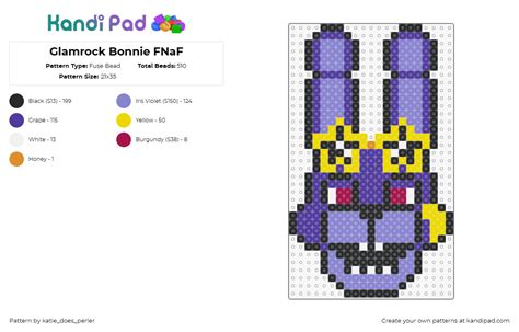 Glamrock Bonnie Fnaf Fuse Bead Pattern Kandi Pad Kandi Patterns