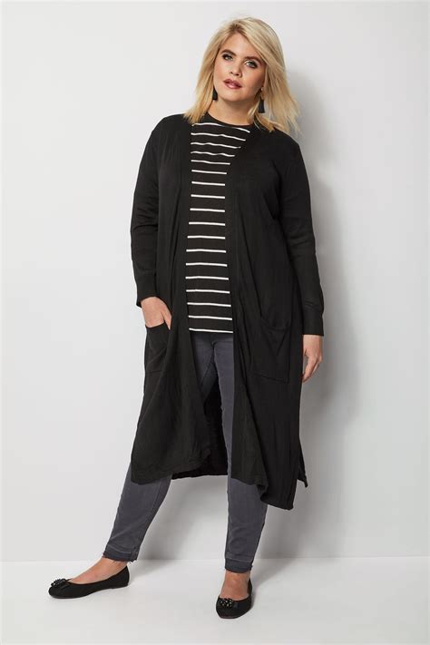 Black Fine Knit Longline Cardigan