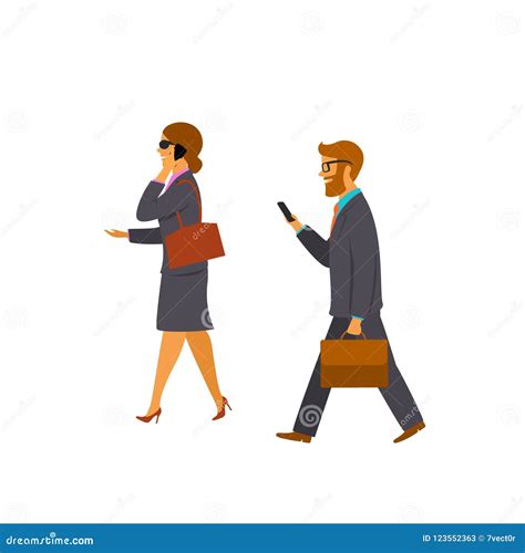 Businesswoman Walking In High Heels Shoes And Mini Skirt Side View