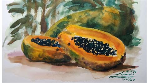 Paint With Me Watercolor Still Life Papayas Time Lapse Youtube