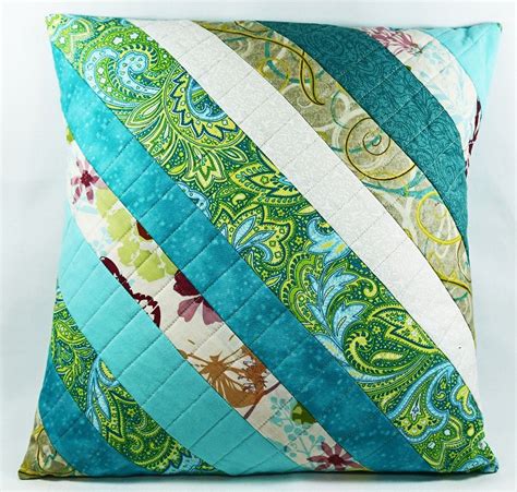 Aqua Throw Pillow Cover Quilted Patchwork Pillow Beach House Etsy