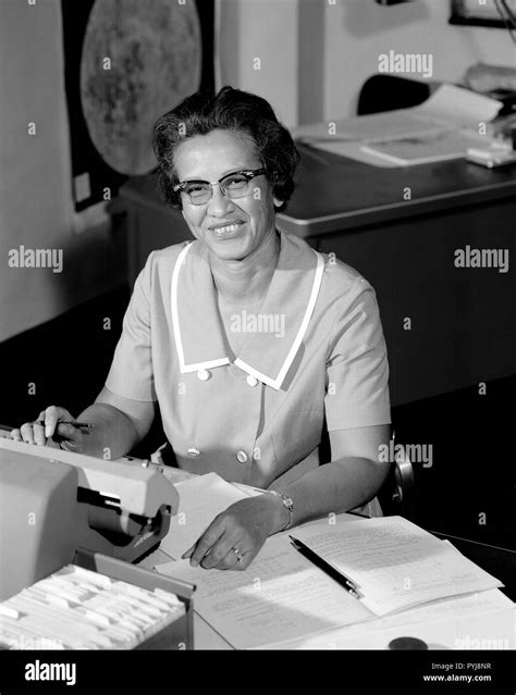 Katherine Johnson At Her Desk At Nasa Langley Research Center Stock