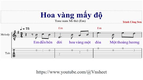 Sheet Hoa V Ng M Y Tone Nam Youtube