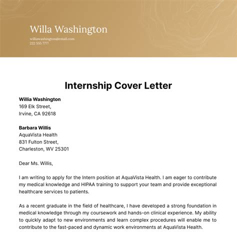 Internship Cover Letter Template Edit Online And Download Example