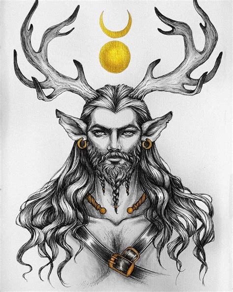 Pin by Шерлин Ведова on Боги Celtic art Cernunnos Moleskine art