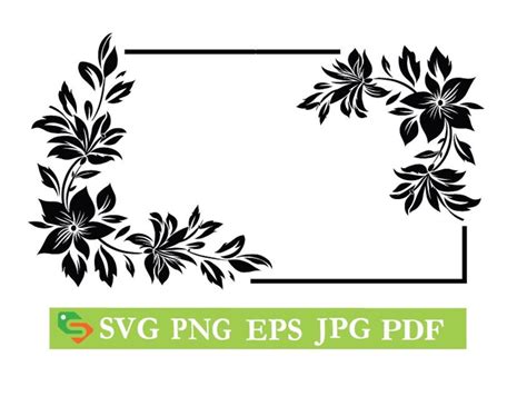 Floral Border Svg Flower Border Svg Flower Cut File Floral Svg