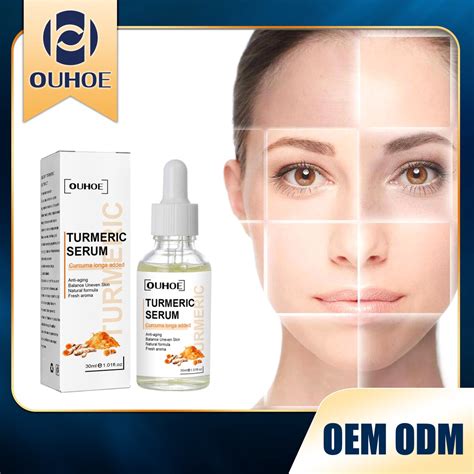 OUHOE Turmeric Serum Facial Repair Essence Whitening Acne Scar Bright