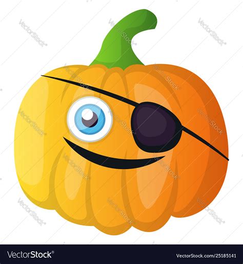 Pumpkin with a black patch on his eye white Vector Image