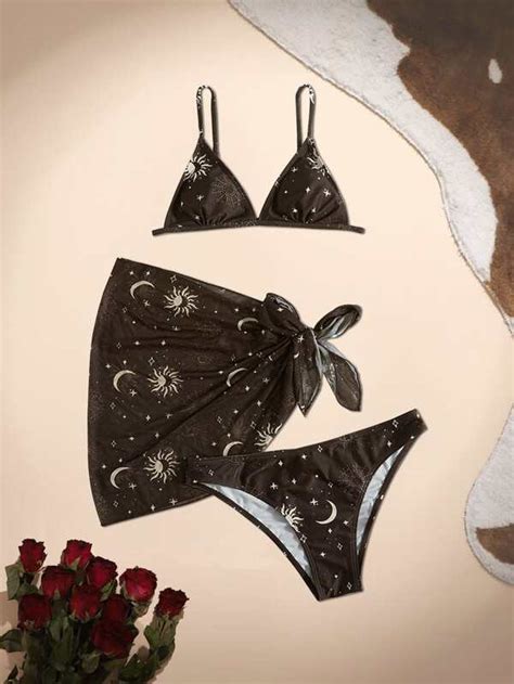 ROMWE Conjunto De Bikini Con Estampado De Galaxia Parte Superior De