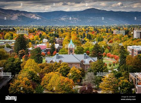 A View Of Um Bell Tower From Mount Sentinel In Missoula Montana Stock