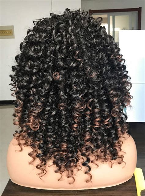 Prettiest Afro Curly Wigs Black With Warm Brown Highlights Wigs With