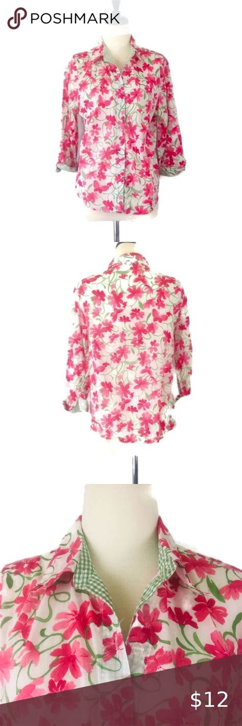 Alfred Dunner Floral Button Up Cotton Blouse