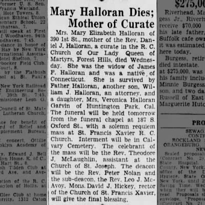 Obituary For Mary Elizabeth Halloran Newspapers