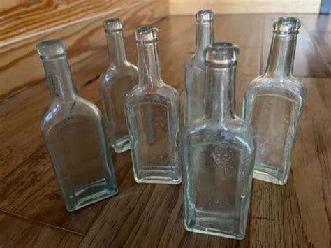 Set Of Six Vintage Fletchers Clear Medicine Bottles Ebay