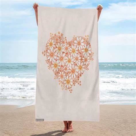 Serviette De Plage XXL Marguerite Rose Clair Serviette De Bain