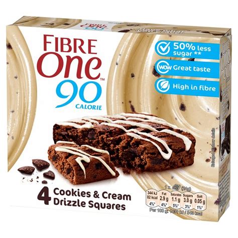 Fibre One 90 Calorie Cookies And Cream Drizzle Squares Ocado