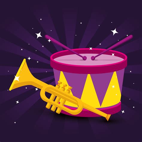 Mardi Gras Trumpet And Drum Vector Design Vector Art At Vecteezy