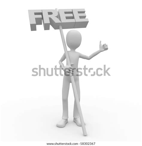 3d Man Holding Sign Stock Illustration 58302367 Shutterstock