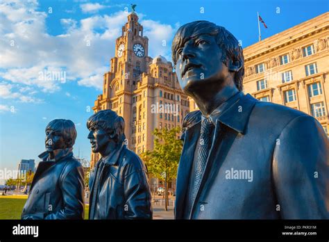 London Uk May Bronze Statue Of The Beatles Stands At The