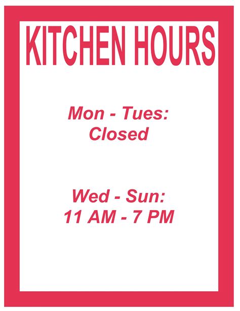 Kitchen Hours-001 | Weeki Wachee Eagles